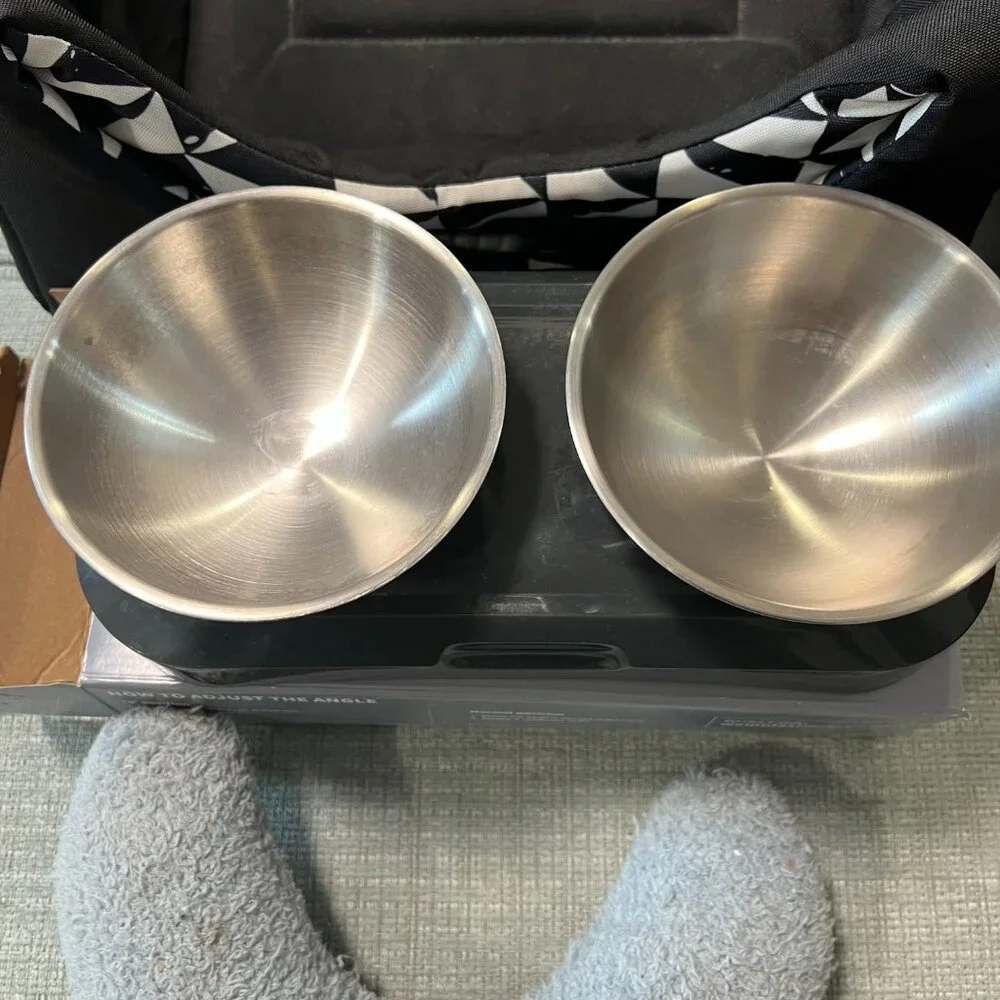 Cat house/bed reversible Accessory Bundle - Elevated cat Bowls stainless steel
